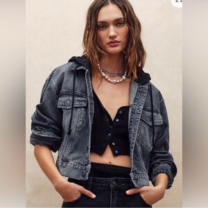 We The Free Washed Black Jacket with Hood - Large